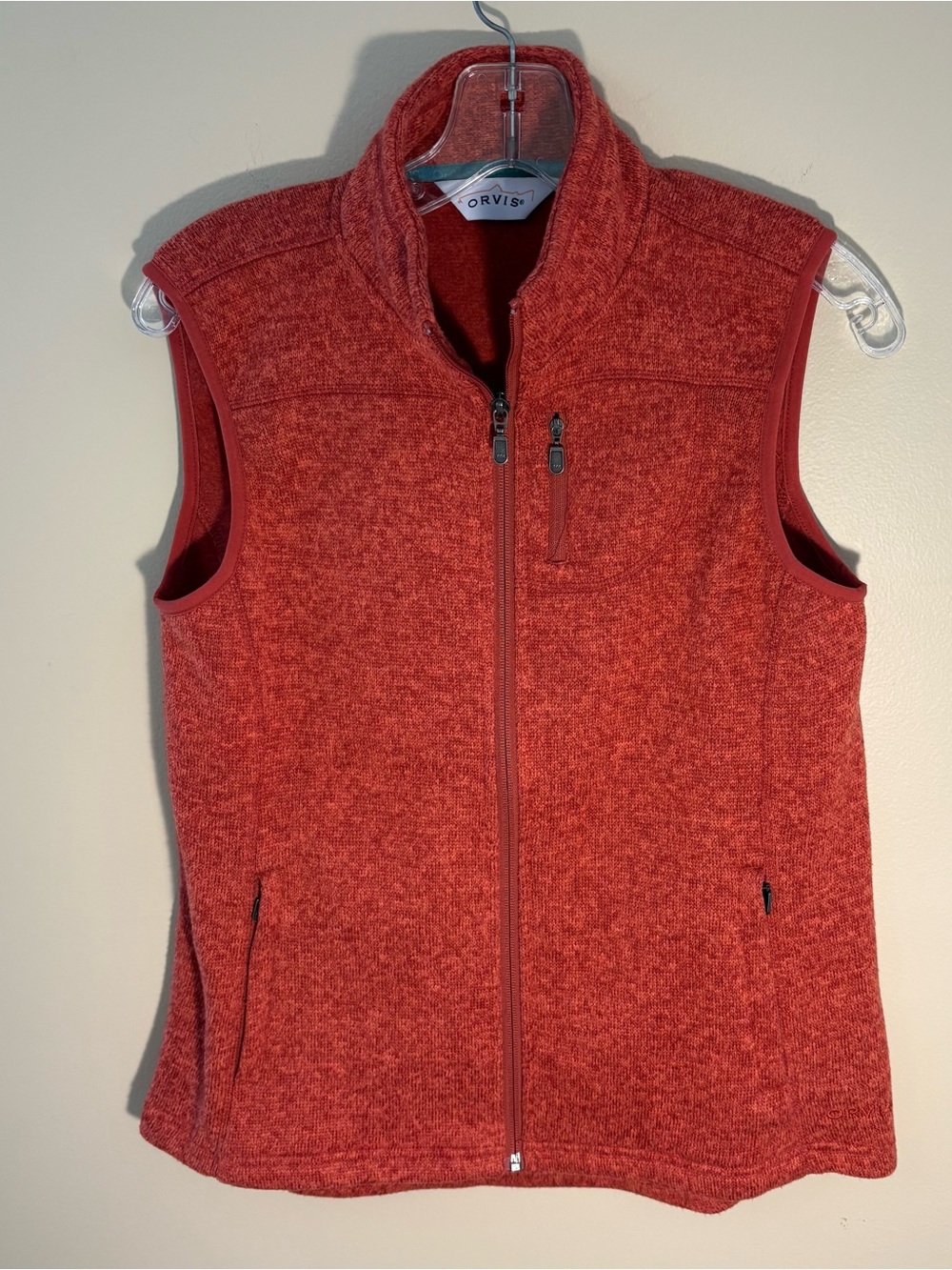 Orvis R65 Sweater Fleece Vest Burnt Orange Full Zip Women’s Size-S